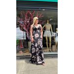 VESTIDO LARA LONGO DE ALÇA ESTAMPADO LANÇAMENTO - Preto
