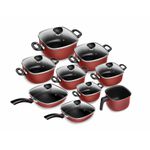 Conjunto 9 Peças Quadradas Patolux Antiaderente Vermelho