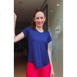 Camiseta Fitness Alongada Azul marinho 