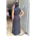 Vestido Canelado Longo Preto 