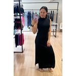 Vestido Canelado Longo Preto 