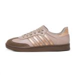 Tenis De Couro Vitória Cor: Nude/Metalizado Rose