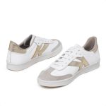 Tenis De Couro Isabely Cor: Branco/Dourado