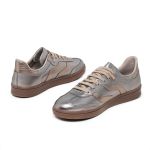 Tenis De Couro Mariana Cor: Metalizado Prata/Ouro Velho
