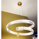 LUSTRE PENDENTE CRISTAL DOMINÓ 80CM LED INTEGRADO 