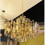 LUSTRE BAMBOLA CRISTAL DOURADO PARA MESA DE JANTAR 