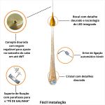 PENDENTE GOTA CRISTAL E METAL DOURADO 