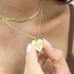 Colar Medalha Coração Personalizada Folheado em Ouro 18k