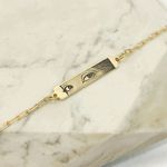 Pulseira Plaquinha Olhar Personalizada Folheado em Ouro 18k