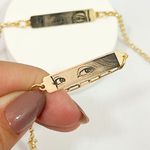 Pulseira Plaquinha Olhar Personalizada Folheado em Ouro 18k
