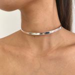 Colar Choker Aro Liso Folheado em Prata 925