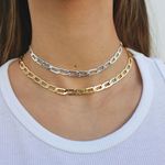Colar Choker Elos Achatados Folheado em Ouro 18k