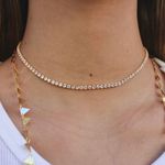Colar Choker Riviera Fina Cristal Folheada em Ouro 18k