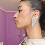 Brinco Ear Cuff Franja Cristal Folheado em Prata 925