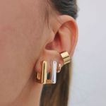 Brinco Argola Quadrada Lisa Folheado em Ouro 18k