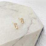 Brinco Ponto de Luz Retangular Folheado em Ouro 18k