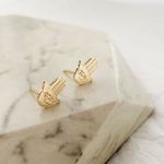 Brinco Mão de Fátima Folheado em Ouro 18k