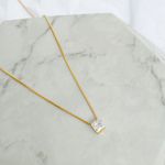 Colar com Pingente Ponto de Luz Quadrado Folheado em Ouro 18k