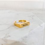 Anel Quadrado Personalizado Regulável Folheado em Ouro 18k