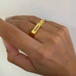 Anel Quadrado Personalizado Regulável Folheado em Ouro 18k