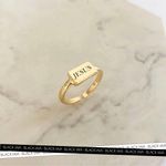 Anel Personalizável Retangular Regulável Banhado a Ouro 18k