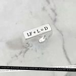 Anel Quadrado Personalizado Regulável Folheado em Prata 925