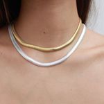 Colar Choker Malha Snake 6mm Folheado em Ouro 18k