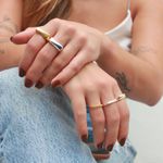 Anel Quadrado Fino Personalizável Folheado em Ouro 18k