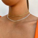 Colar Choker Singapura 4mm Folheado a Prata 925