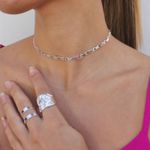 Colar Choker ZigZag Folheado em Prata 925