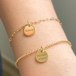 Kit 10 - 2 Pulseiras Medalha P Personalizadas Folheado em Ouro 18k