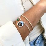 Kit 5 - 2 Pulseiras medalha M Personalizadas Folheado em Prata 925