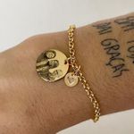 Kit 6 - 2 Pulseiras medalha M Personalizadas - 1 Banho Ouro 18k E 1 Banho Prata 925 