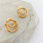 Brinco Argola Frontal Dupla Lú Folheado em Ouro 18k