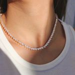 Colar Riviera Três Pontos Cristal 40cm Folheado em Ouro 18k