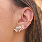 Brinco fileiras zircônias Folheado em Ouro 18k