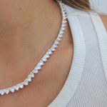 Colar Riviera Três Pontos Cristal 40cm Folheado em Prata 925