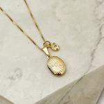 Colar Relicário Girassol com Foto Banhado a Ouro 18k