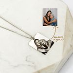 Colar Medalha Quadrada Personalizada Aço Inoxidável