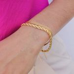 Pulseira Malha Texturizada Folheado em Ouro 18k