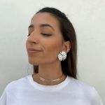 Brinco Chapa Dupla com Design Amassado Folheado em Prata 925