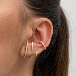 Brinco Ear Hook Cristal Folheado em Ouro 18k