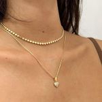 Colar com Pingente de Coração Cravejado Folheado em Ouro 18k