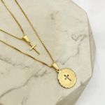 Colar Duplo Cruz Banhado em Ouro 18k