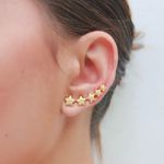 Brinco Ear Cuff Estrelas Folheado em Ouro 18k