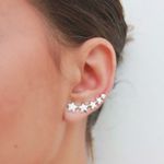 Brinco Ear Cuff Estrelas Folheado em Prata 925