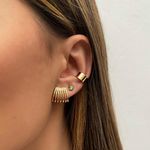 Brinco fileiras Folheado em Ouro 18k