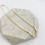 Colar Canutilhos Quadrados Folheado em Ouro 18k