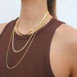 Colar Longo Corrente Piastrine Fina Folheado em Ouro 18k