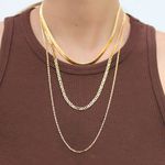 Colar Longo Corrente Piastrine Fina Folheado em Ouro 18k